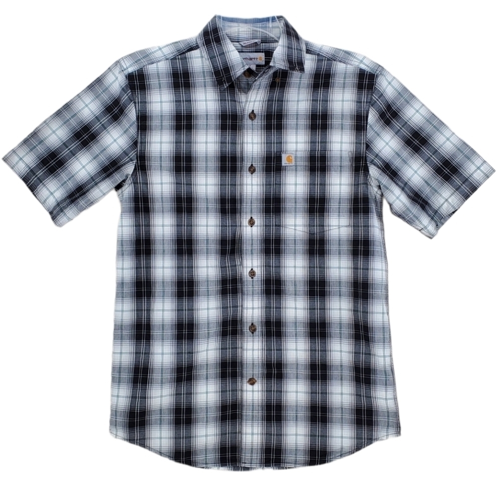 Carhartt Mechanic Shirt Men S Blk Wht Plaid Relaxed SS Button Essential Normcore - Picture 10 of 10